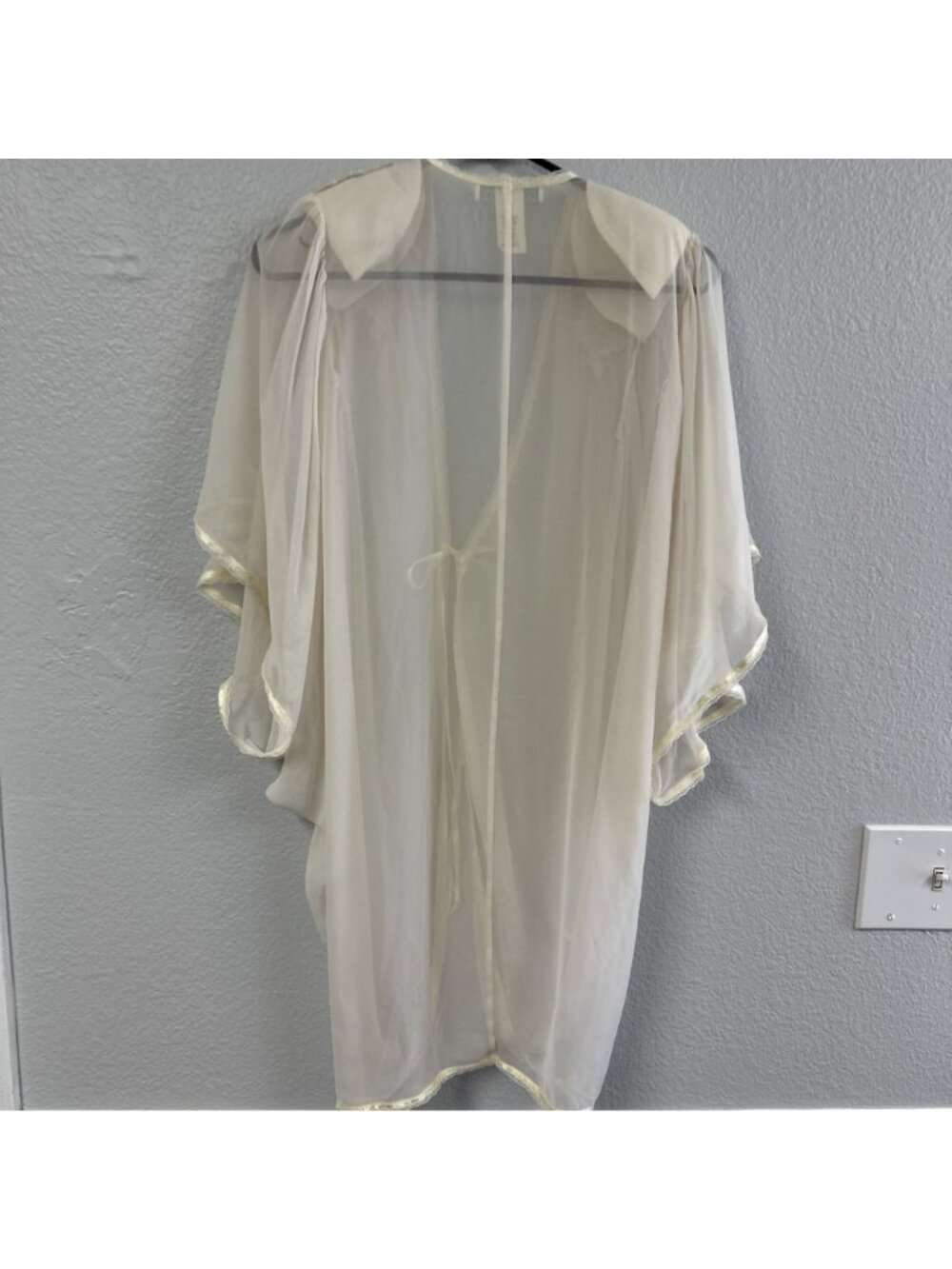 Vintage 1980s Val Mode White Sheer Beaded Sequin Robe Bridal Lingerie Medium 80s - Picture 6 of 7